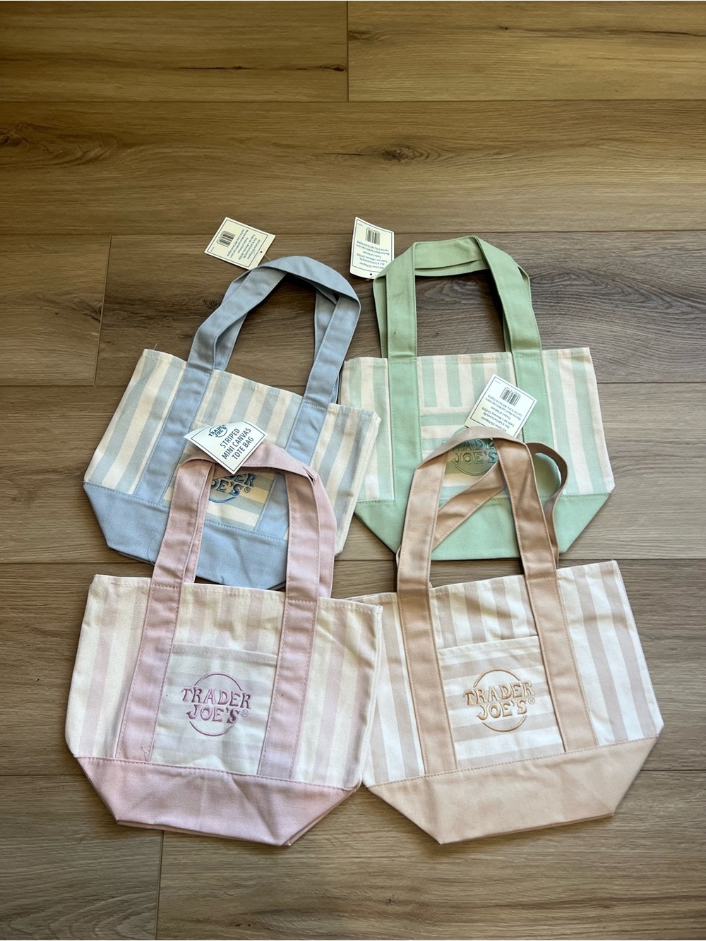Trader Joe Pastel Stripe Tote Bags